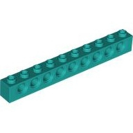 Lego kostka s otvory (kostička s dírami) 1x10, tmavě tyrkysová (4125499)